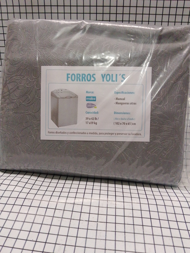 FORRO GRIS MANUAL MANGUERAS ATRÁS 39-42LB 17-19KG (102X70X65) CM LAVADORA MABE CENTRALES CKD90412
