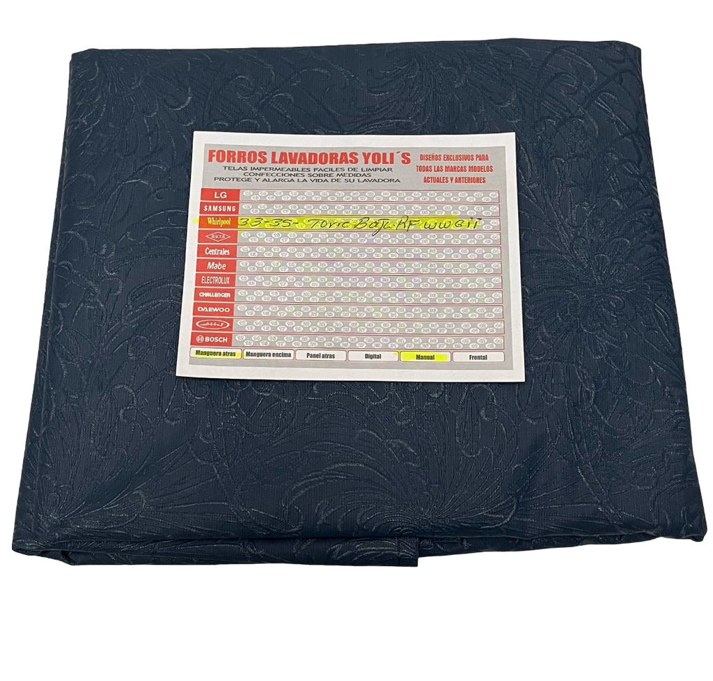 FORRO PARA LAVADORA - TORRE BAJA - MANUAL Y MANGUERAS ATRÁS 33-35LB, (110x68X68) CM CARGA SUPERIOR  WHIRLPOOL AZUL CKD90437