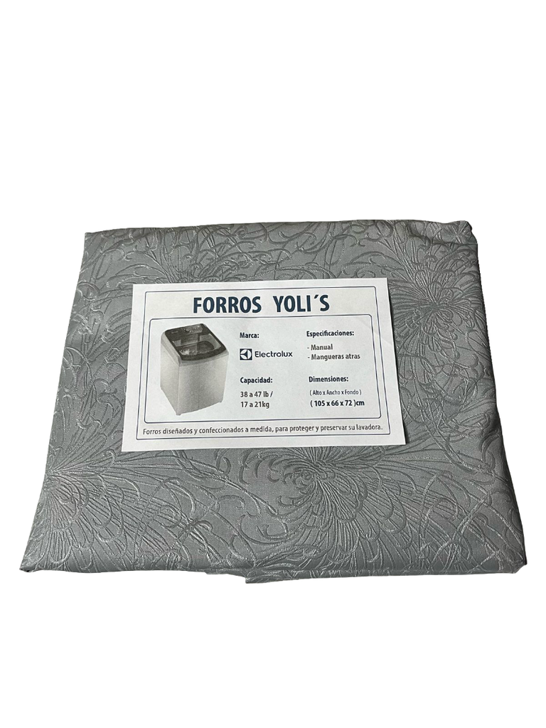 FORRO PARA LAVADORA DIGITAL - MANUAL Y MANGUERAS  ATRÁS 38-47LB/17-21KG (105X66X72)CM CARGA SUPERIOR ELECTROLUX GRIS CKD90455