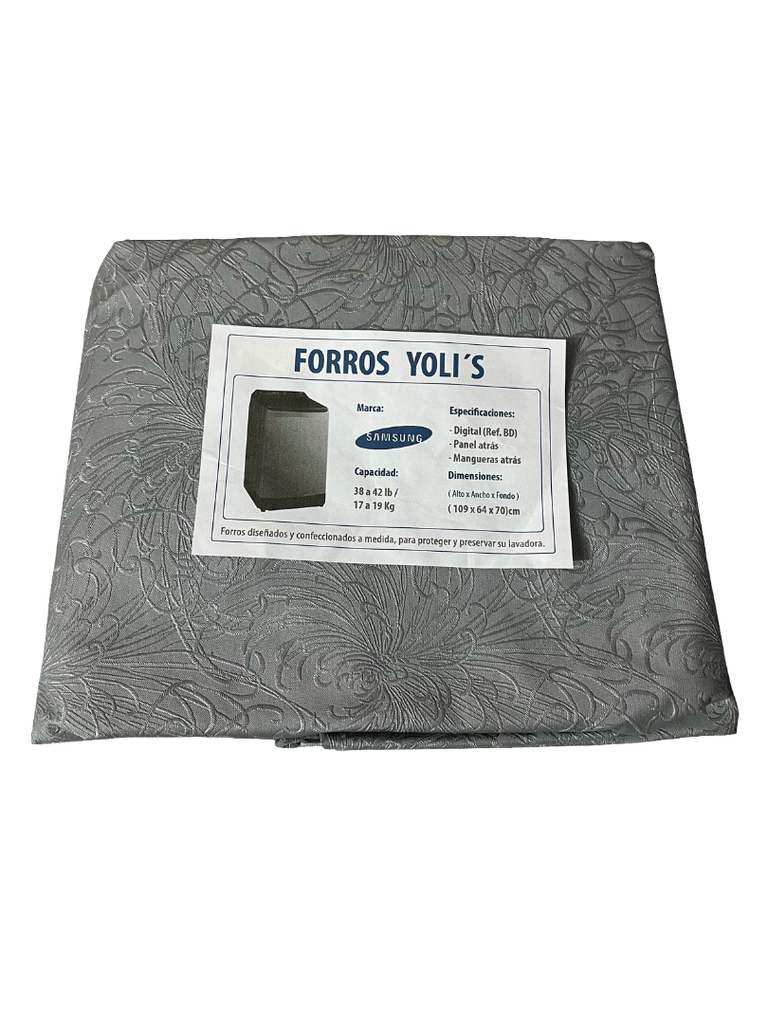 FORRO PARA LAVADORA DIGITAL - PANEL Y MANGUERAS ATRÁS | REF. BD 38-47LB/17-19KG (109X64X70)CM CARGA SUPERIOR SAMSUNG - GRIS CKD90461