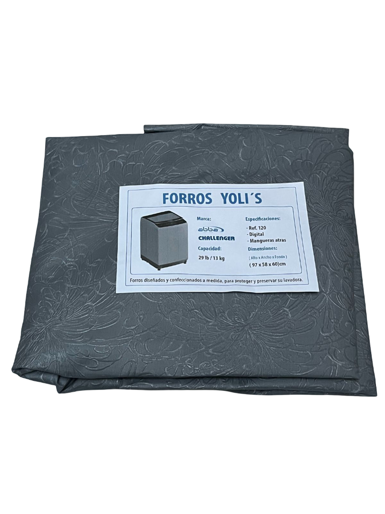 FORRO PARA LAVADORA MANUAL - DIGITAL Y MANGUERAS ATRÁS - REF. 120-29LB/13KG (97X58X60) CM CARGA SUPERIOR GRIS CHALLENGER CKD90472