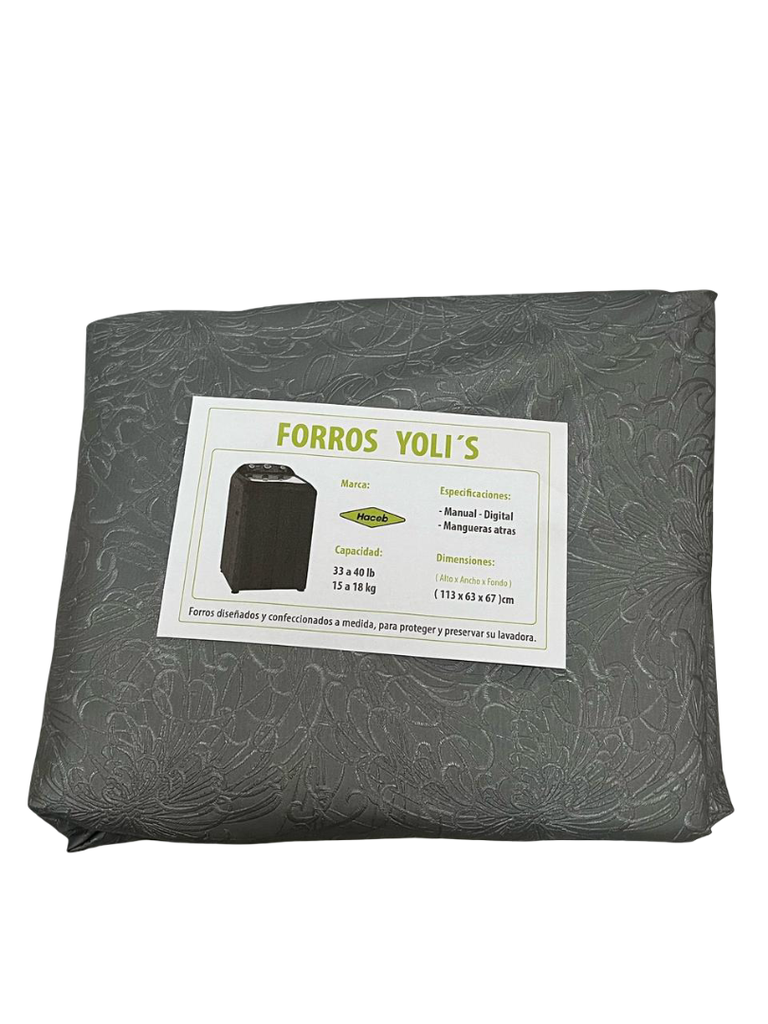 FORRO PARA LAVADORA MANUAL - DIGITAL Y MANGUERAS ATRÁS 33-40LB/15-18KG (113X63X67) CM CARGA SUPERIOR GRIS HACEB CKD90485