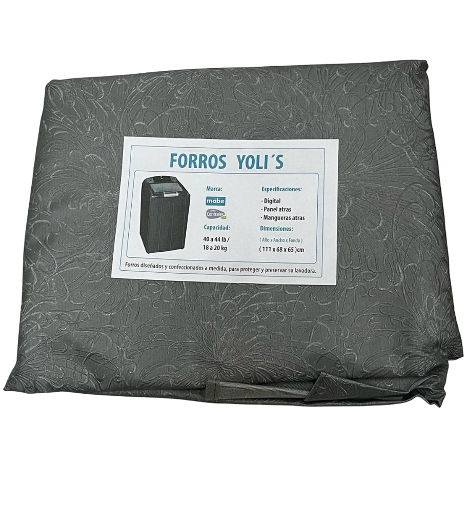 FORRO PARA LAVADORA - DIGITAL CON PANEL Y MANGUERAS ATRÁS 40-44LB 18-20KG (111X68X65) CM CARGA SUPERIOR GRIS MABE CKD90418