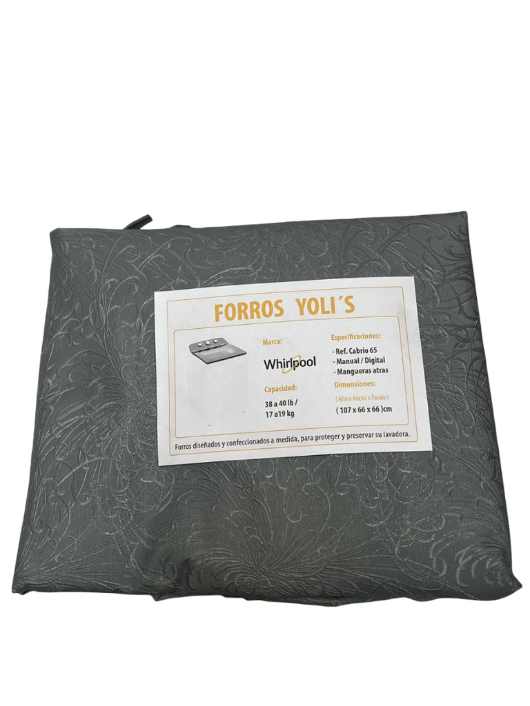 FORRO PARA LAVADORA MANUAL - DIGITAL CABRIO 65 | 38-40LB/17-19 KG (107X66X66)CM CARGA SUPERIOR GRIS - WHIRLPOOL CKD90463